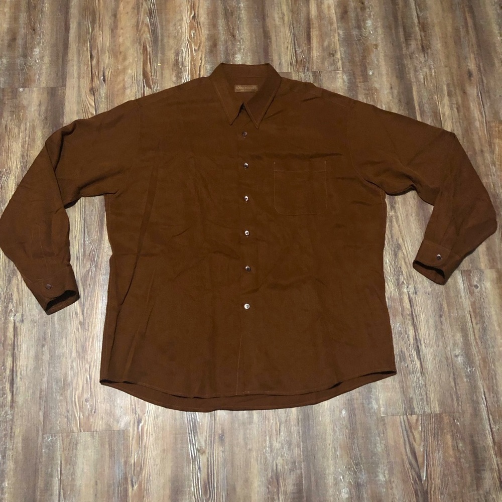 Robert Barakett Shirt Men's XL Brown Button Down Long Sleeve Casual Collared